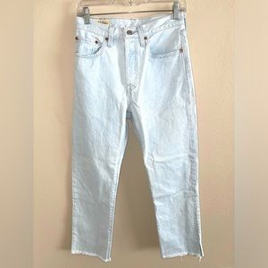 Levi’s Premium Light Wash Raw Hem Button Fly 501 Denim Jeans size 26x26